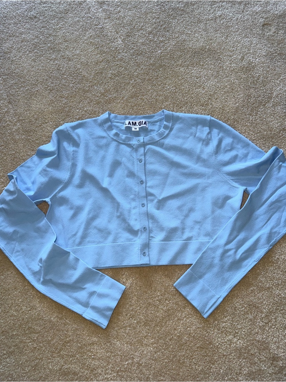 A.M.GIA Light Blue Cropped Button Cardigan